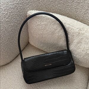 Telfar Black Croc-Embossed Shoulder Bag